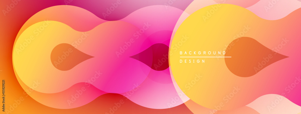 Aufkleber abstract shapes overlap, creating vibrant gradients. warm colors dominate composition, suggesting fl