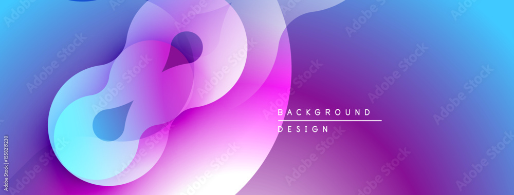Poster abstract fluid shapes blend vibrant blues, pinks, purples. modern design creates dynamic visual expe