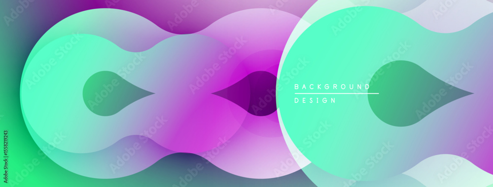 Poster Abstract fluid shapes, vibrant colors blend. Gradient design creates dynamic visual effect. Modern background texture.