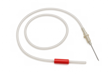 Close-up of a medical cannula with a transparent background, ideal for healthcare and medical projects