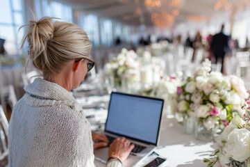 Event planner coordinating a wedding venue