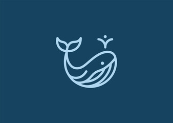 Abstract whale line logo for marine, calm, or eco-conscious branding. © PULO