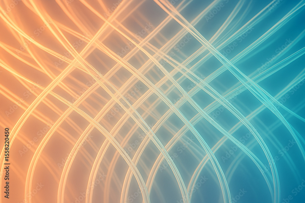 Poster abstract intertwined glowing lines with soft gradient background
