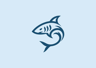 Shark logo for strength, danger, or ocean-themed brand identity.