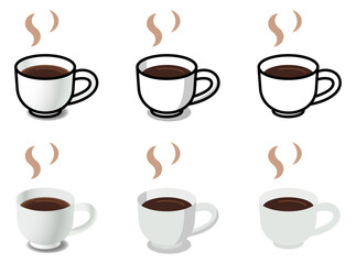 様々なコーヒーアイコンのベクターイラストセット