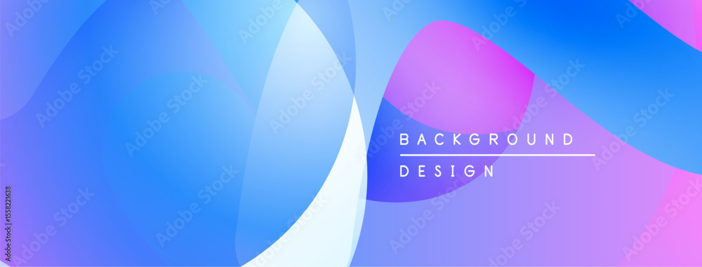 Aufkleber Abstract fluid shapes blend blues, purples, whites. Gradient colors create dynamic visual effect. Modern design element for backgrounds.