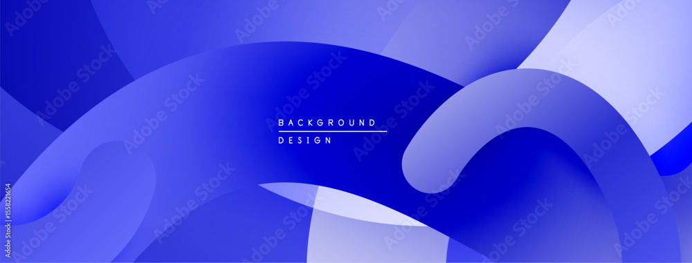 Aufkleber Abstract blue background. Smooth shapes overlap creating dynamic visual effect. Gradient shades provide depth, modern aesthetic.