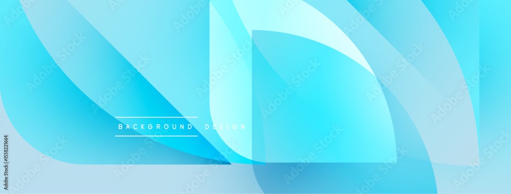 Poster Abstract blue layers create dynamic background. Smooth gradients, flowing shapes suggest movement, modern design aesthetic.