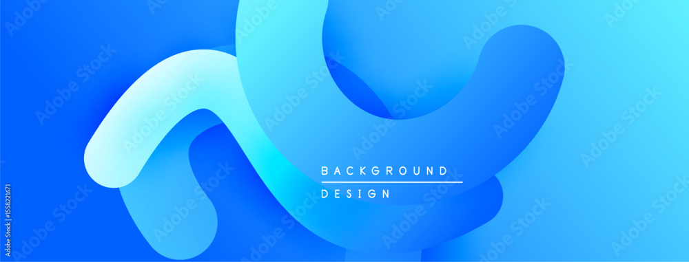 Poster Abstract blue background. Smooth shapes overlap creating dynamic visual effect. Modern design element for digital projects.