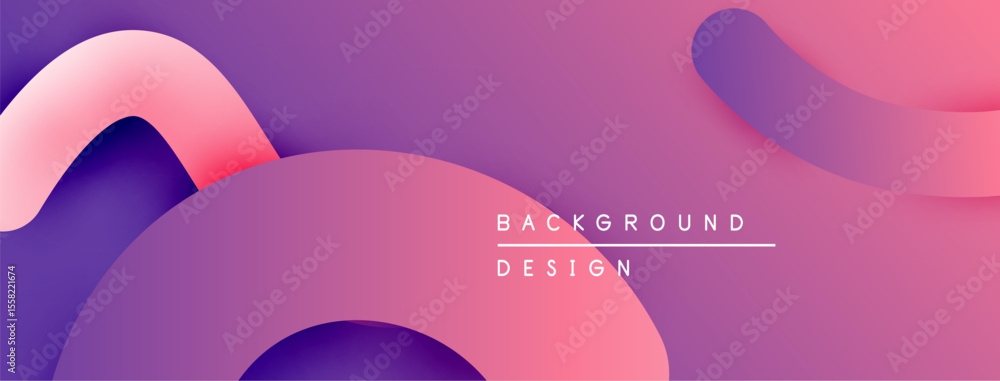 Poster Abstract fluid shapes, vibrant pinks, purples create modern background. Minimalist design, smooth gradients offer visual interest.