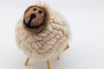 Figure of a sheep made of wool