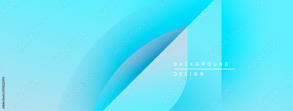 Poster Abstract blue background. Smooth layers create flowing shapes, modern design element. Light gradients offer visual depth.