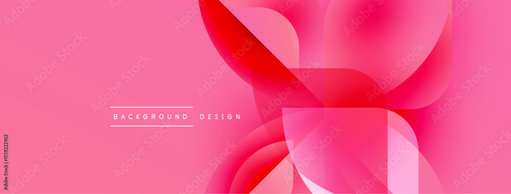 Poster Pink abstract background. Overlapping shapes create dynamic visual effect. Modern design elements present smooth gradients.