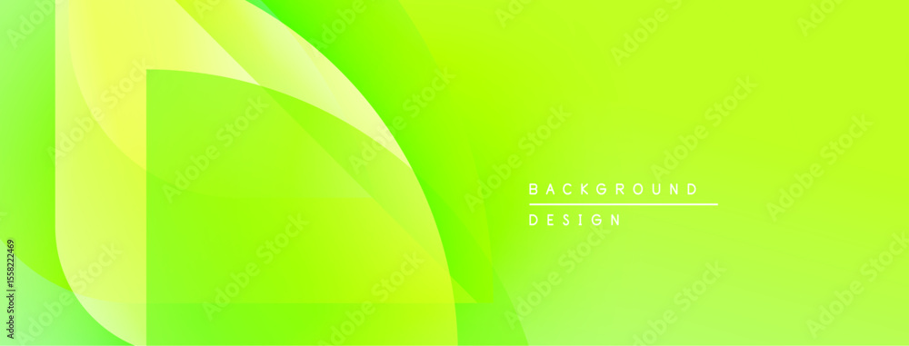 Poster Bright green abstract layers create dynamic visual effect. Smooth gradients suggest movement, modern design aesthetic.