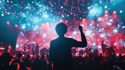 A virtual concert featuring AI-generated performers with a live digital audience