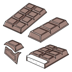 Hand Drawn Chocolate Bar Vector – Sweet Cocoa Snack Illustrations