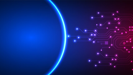 Digital technology circuit background. Futuristic abstract data concept. Design for network connections circuit board system interface ring cyber network electronic.