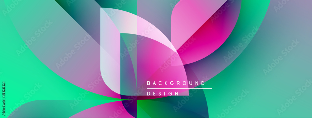 Poster Abstract colorful shapes overlap. Vibrant gradients create dynamic visual effect. Modern design suitable for backgrounds, presentations.