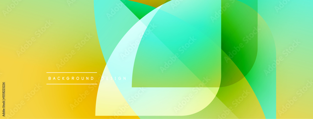 Aufkleber Abstract colorful design. Overlapping shapes create dynamic visual effect. Yellow, green hues dominate composition. Modern aesthetic.