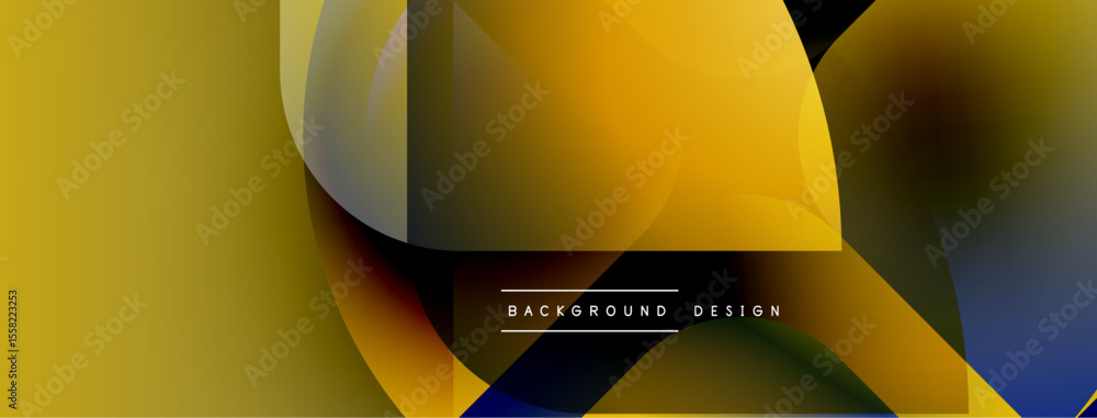 Poster Abstract golden shapes overlap. Warm tones dominate design, creating modern aesthetic. Text reads background design.