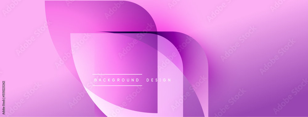 Poster Abstract pink gradient background. Overlapping shapes create modern visual effect. Minimalist design with text elements present.