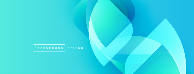 Abstract blue design features flowing shapes, gradients. Modern background ideal for digital projects, presentations. Smooth curves create dynamic visual effect.