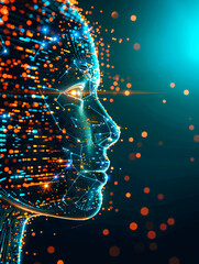 Visage et points lumineux, concept de technologie