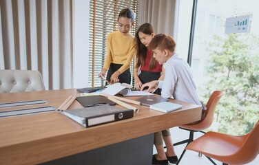 group of business people LGBTQ+ Diverse Team meeting collaborating new project in office