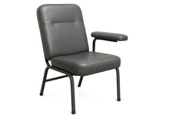 Fototapeta premium Modern gray leather office chair isolated on transparent background, perfect for interior design projects or presentations