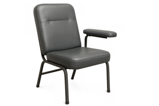 Modern gray leather office chair isolated on transparent background, perfect for interior design projects or presentations