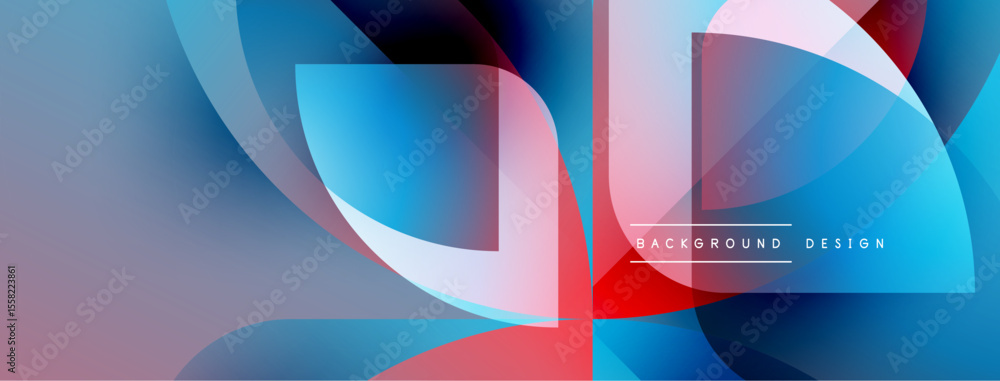Poster abstract fluid shapes overlap, creating vibrant blue, red, purple gradients. modern design element f