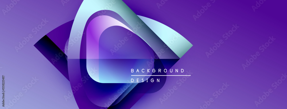 Poster abstract purple design features curved shapes, gradients. text reads background design. modern, vibr
