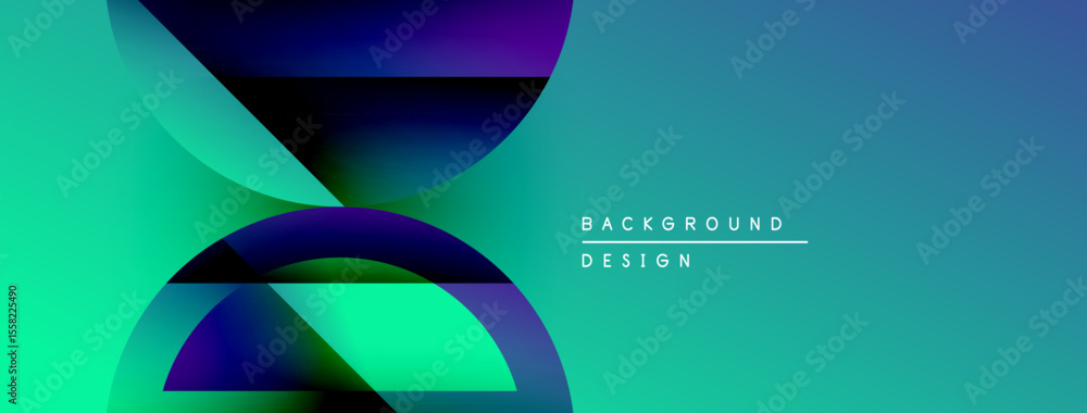 Aufkleber Abstract gradient shapes overlap, creating dynamic visual effect. Teal, purple hues dominate composition. Minimal text present.