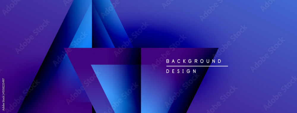 Aufkleber Abstract geometric shapes create vibrant blue gradient background. Modern design elements suggest technology, innovation. Minimalist aesthetic.