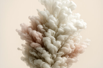 Soft pastel pink and white ink cloud swirling in water