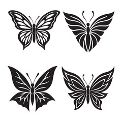 set of black and white butterflies
