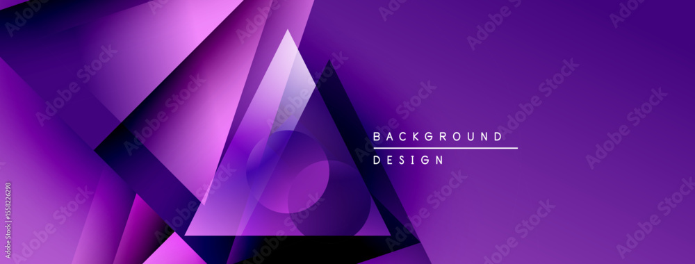 Poster abstract purple design features geometric shapes, gradients, dynamic composition. modern background 