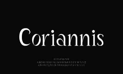 Attractive elegant Coriannis Regular serif alphabet display font vector with ligature style