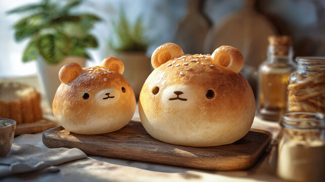 Cute Bear Bread Background Wallpaper