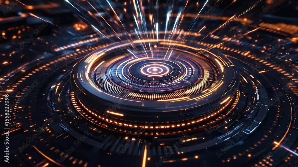 Poster dynamic digital animation with glowing circles
