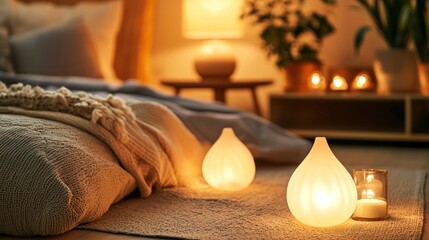 A warm, relaxing space with gentle bedside lighting