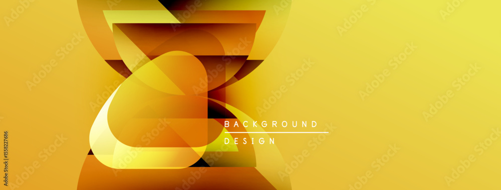 Poster Abstract yellow design features layered shapes, gradients. Modern background with text background design. Bright, dynamic composition.