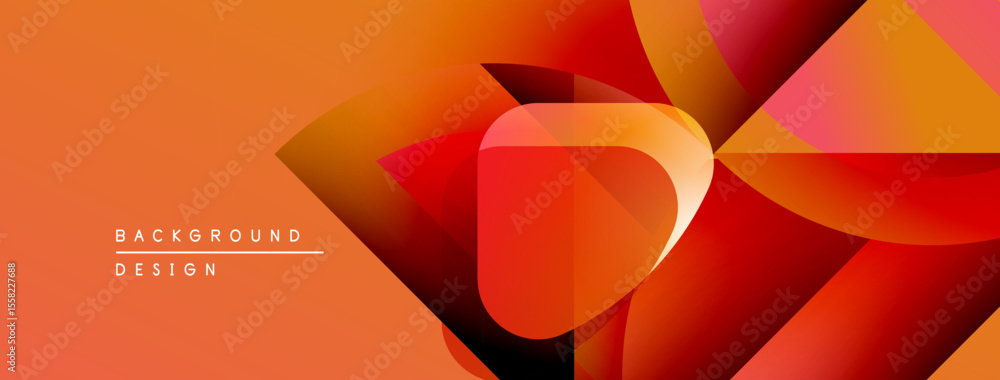 Aufkleber Abstract geometric design. Orange, red hues create dynamic visual impact. Modern background suitable for presentations, graphics.