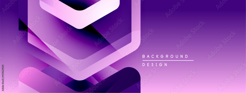 Poster Abstract purple layers create modern background. Gradient shades offer dynamic visual effect, suitable for digital designs.