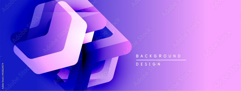 Poster Abstract geometric shapes, vibrant purple gradient. Modern design elements create dynamic visual impact. Minimalist aesthetic.