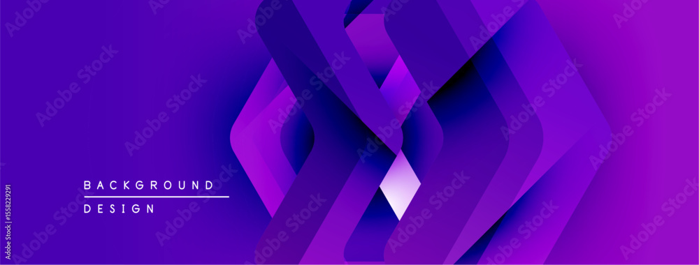 Poster Abstract purple gradient design. Overlapping layers create dynamic visual texture, modern aesthetic. Minimalist text elements present background concept.