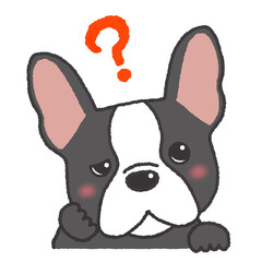 はてなの表情のフレンチブルドッグのイラスト