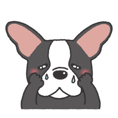 悲しい表情のフレンチブルドッグのイラスト