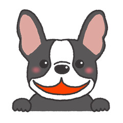 喜んでる笑顔の表情のフレンチブルドッグ