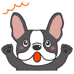 驚いた表情のフレンチブルドッグのイラスト